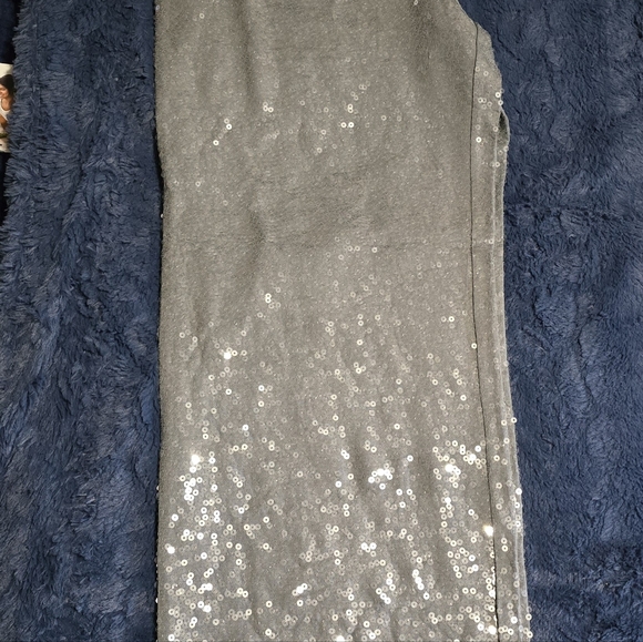 NWT Express High Waist Silver Sequins Wide Leg Pant in Heather Gray | Size M - Picture 7 of 11